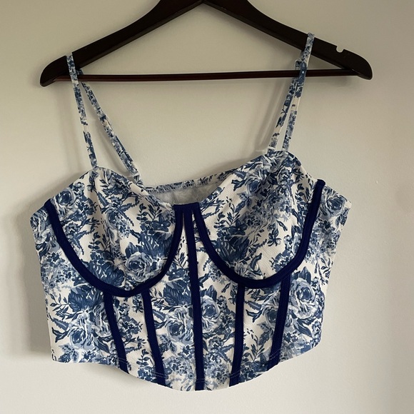 Tops - Blue & White Crop top